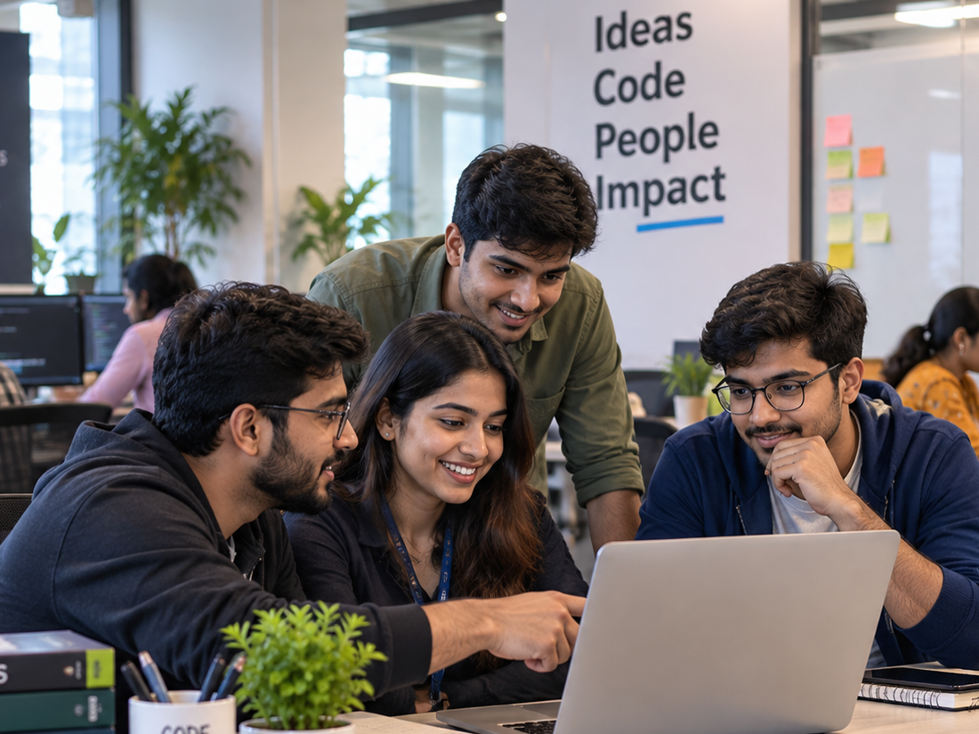 Technology professionals collaborating on client work